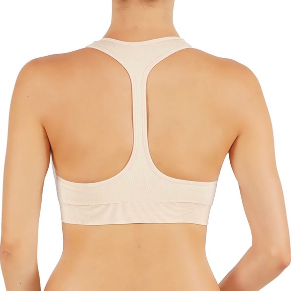 Stylish T- Back design sports bra in Khaki - Picture 2 of 3